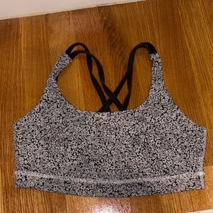 lululemon athletica Black and White Floral Crisscross Sports sports bra